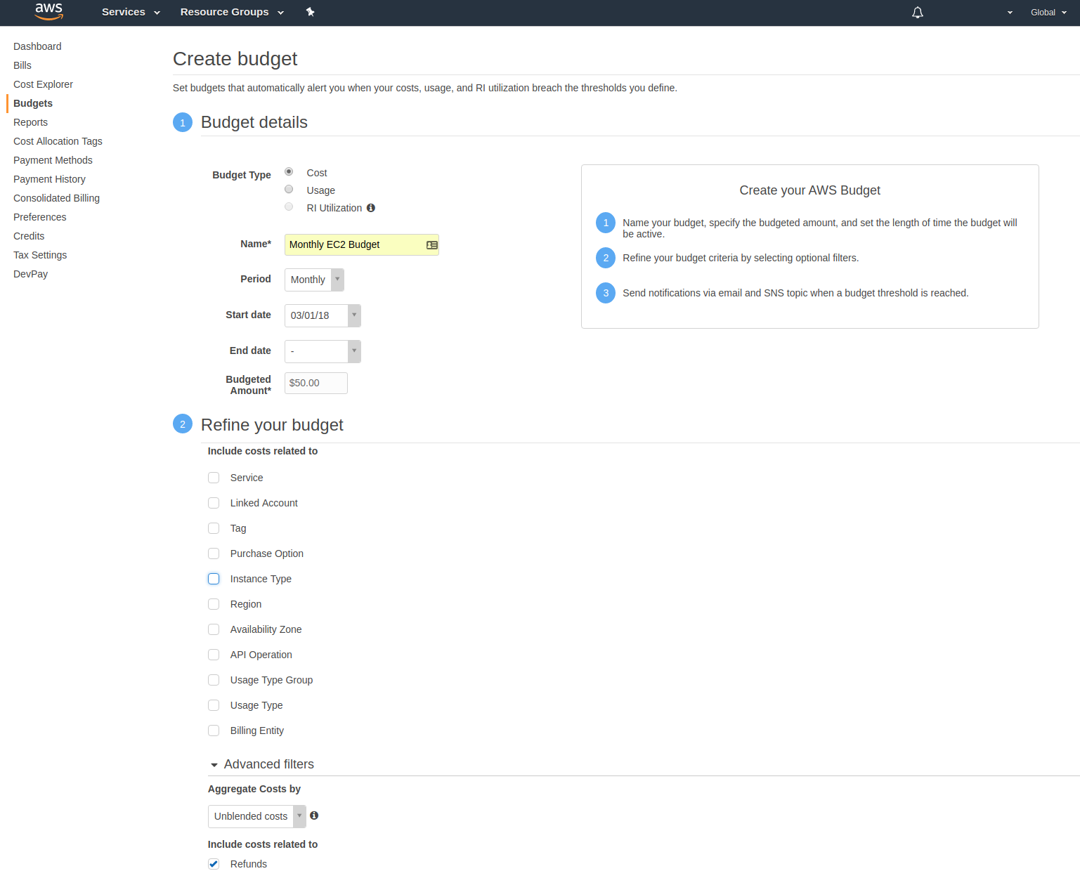 Budget Config 1